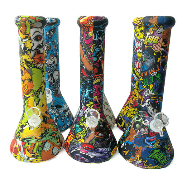  12.20 inches CR10 Creative Printing Silicone Beaker Bong
